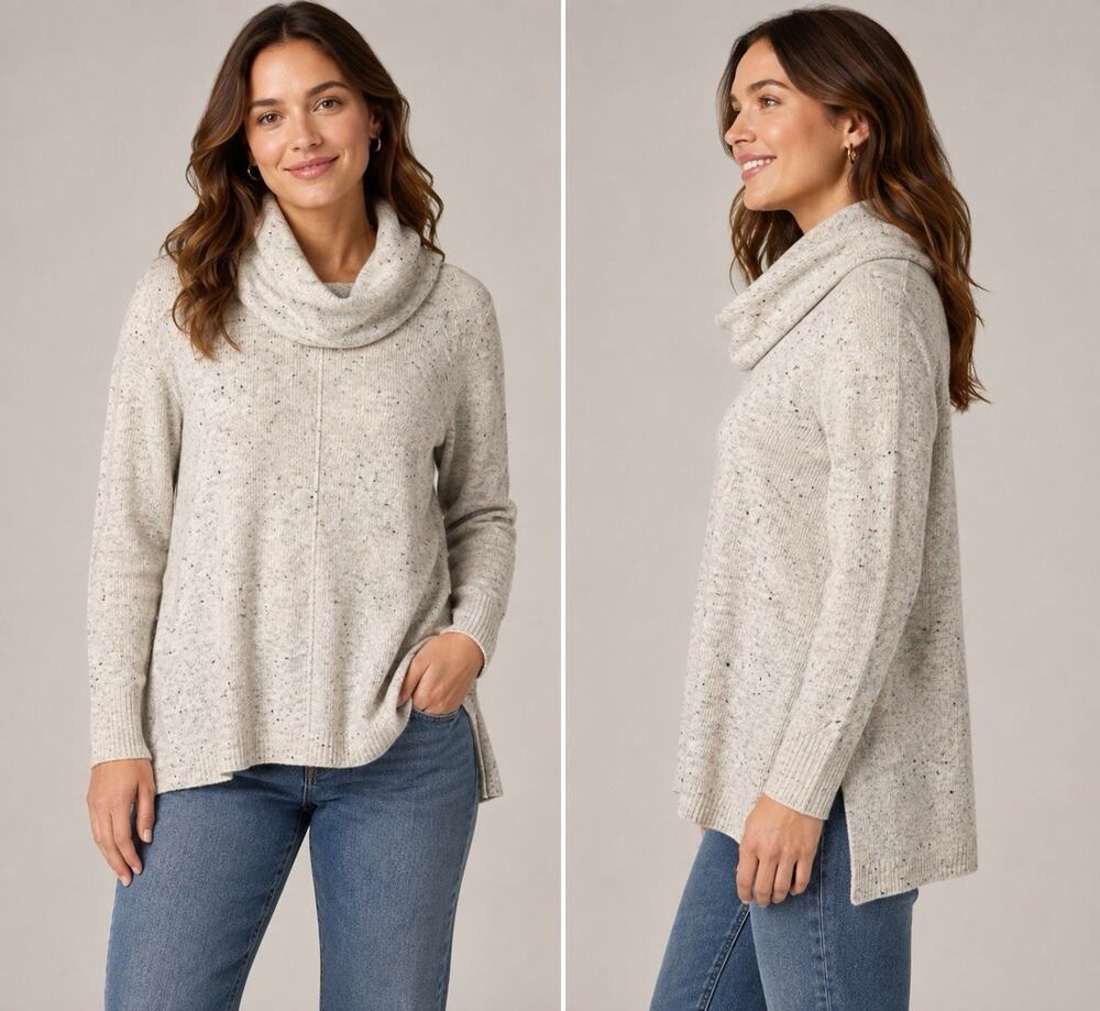 Jessica Simpson Women’s Small Cowl Neck Alpaca Blend Tunic Sweater NWT Beige